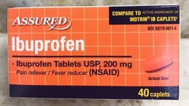 Assured Ibuprofen 40 Caplets mg. Pain/Fever Reducer(NSAID). - $39.48