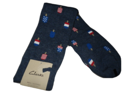 NEW Mens CLARKS Patriotic AMERICANA POPSICKLE SOCKS Cotton Demin BLUE On... - $12.82