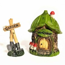 Mushroom Enchanted House with Garden Tools for Fairy Gnome Garden Set of 2 4&quot;  - £10.03 GBP