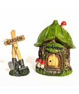 Mushroom Enchanted House with Garden Tools for Fairy Gnome Garden Set of... - £9.94 GBP