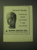 1948 Georg Jensen Portrait Heads by Peter Hayward Ad - Portrait Heads in Bronze - $18.49