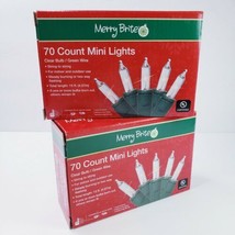 2 Merry Brite 70 Mini Lights Christmas Tree Clear Bulb Green Wire Patio ... - £14.02 GBP