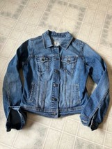 Womens Old Navy Jean Jacket Size Small Metal Button Light Wash Blue Denim - £15.18 GBP