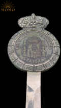 Silver plated letter opener (knife) with a medallion. 19th century.gift.gift for - £109.38 GBP