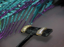 Vintage Crown Couture High Karat Goldtone Post Stud Earrings Pave&#39; Rhine... - £7.73 GBP