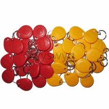 100pcs 125KHz RFID ID EM4100 Proximity Induction Tag Token Keyfob Red &amp; Yellow - £30.97 GBP