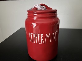 Rae Dunn Christmas Peppermint CANISTER-RED - £47.58 GBP