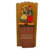 Wooden Hardanger Bunad Dutch Boy &amp; Girl Shopping Reminder Pad Holder Folk Vntage - £22.30 GBP