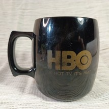 HBO Coffee Cup Mug Black w Gold Logo Melamine  RARE - $11.88