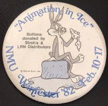 NMU Bugs Bunny Animation in Ice Winterfest 1982 Vintage 80s Pin Button Pinback - £12.13 GBP