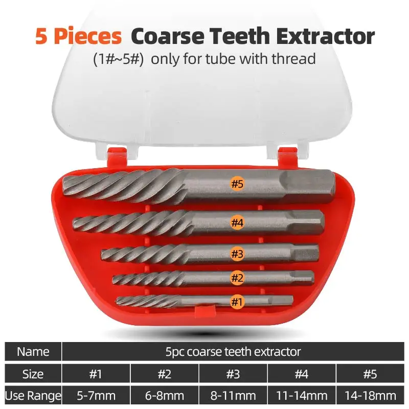 Hi-Spec 5/6pcs Screw Extractors Coarse Fine Teeth Broken Bolt Remover Drill Bit  - £171.60 GBP