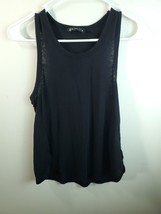 Athleta Tank Top Womens Size XS Black Knit Modal Round Neck Semi Sheer P... - $14.77