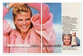 Cover Girl Christie Brinkley Clean Make-Up Vintage 1985 2-Page Print Magazine Ad - £9.67 GBP