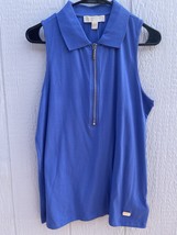 MICHAEL KORS Collared Sleeveless 1/2 Zip sBlouse 100% Cotton LARGE NWT - $35.00