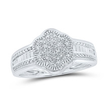 10kt White Gold Womens Round Diamond Cluster Ring 1/12 Cttw - £236.64 GBP