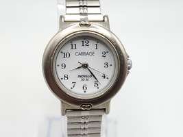 Timex Carriage Indiglo Watch Women New Battery Silver Tone White Dial P5... - $19.99