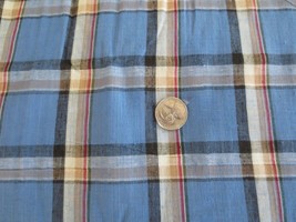 4362. Blue Plaid Gauze Texture Apparel, Craft Cotton Fabric - 42&quot; X 3-3/8 Yds. - £7.66 GBP