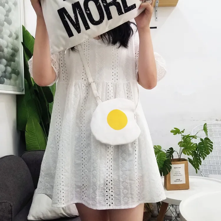Kawaii Poached Egg Packet Cute Cartoon Messenger Bag Canvas Shoulder Bag... - $19.50