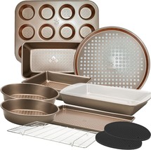 Kitchenatics 12 Pc Nonstick Bakeware Set, Heavy Duty, Champagne Gold - $72.99