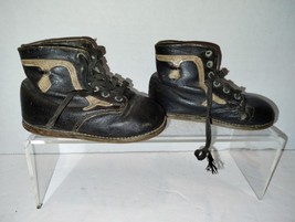 Antique Childrens Baby Toddler Leather Boots Shoes with Accents 1900s - £29.35 GBP