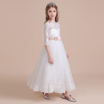 White Lace Tulle Flower Girl First communion Dress Birthday Party Prince... - £91.42 GBP