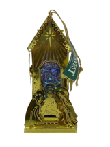 Midwest of Cannon Falls Christmas Ornament  Gold Toned Metal Nativity NWT - $5.93