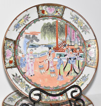 Vtg 20th Century Chinese Rose Mandarin 12&quot; Plates Set of 4 Hand Painted ... - £155.51 GBP