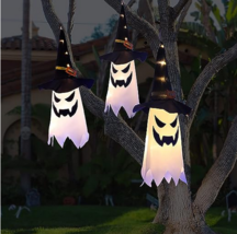 Halloween Decorations Outdoor Decor Hanging Lighted Glowing Ghost Witch Hat Hall - £13.58 GBP