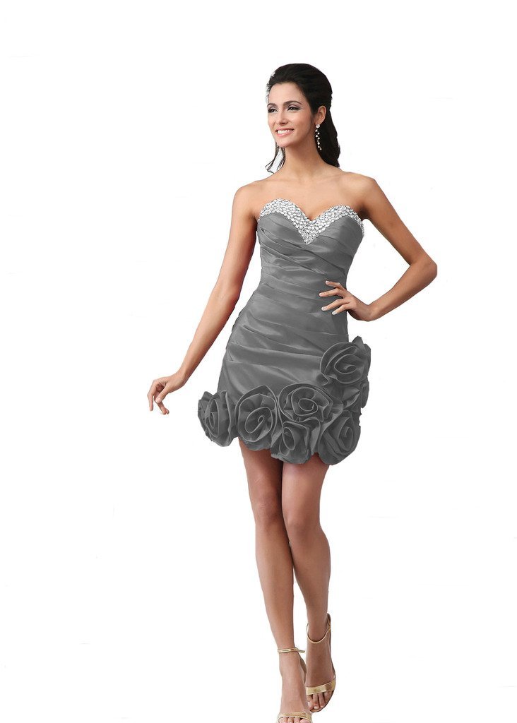 Kivary Women's Floral Crystals Short Cocktail Dresses Grey US 20W