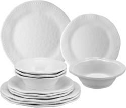 12 Piece Pebble Melamine Dinnerware Sets, Outdoor Dishes Set, Set of 4 - $72.50