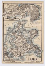 1904 Antique Map Of Island Rügen Putbus Granitz Stubnitz Arkona Pommern Germany - £14.98 GBP
