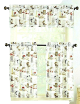 Coffee Shop Valance Tier Kitchen Curtain Set White Brown 54 x 36-inch 3p... - $275.59 MXN
