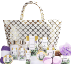 Lavender Home Bath &amp; Body Spa Luxetique Kit w Tote Bag For Women 15 Pieces NEW - £50.72 GBP