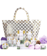 Lavender Home Bath &amp; Body Spa Luxetique Kit w Tote Bag For Women 15 Piec... - £50.42 GBP