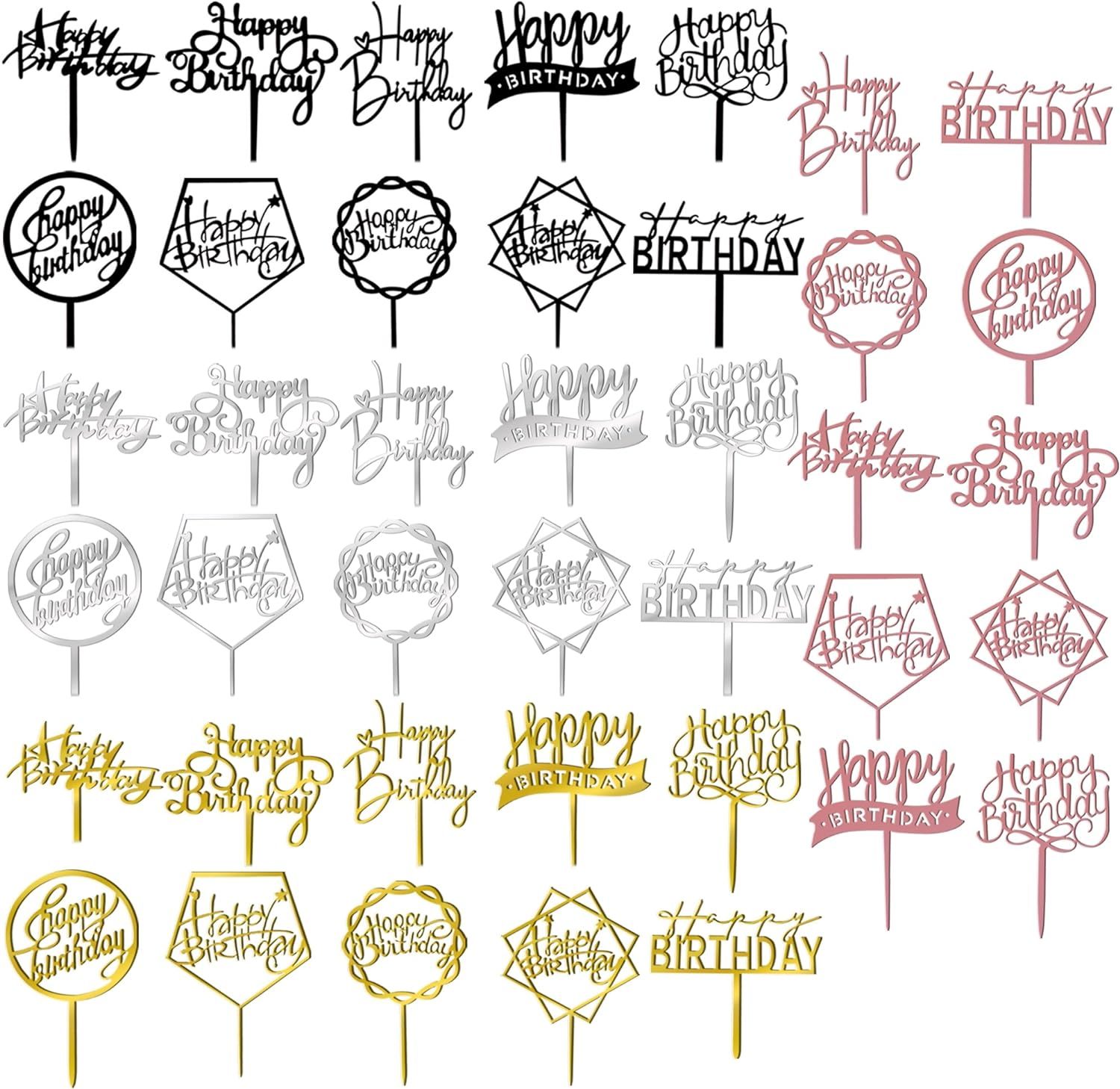For Your Birthday Party, There Are 40 Pieces Of Happy Birthday Cake Topper - $29.98