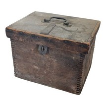 Antique Wood Box Handle Carrying Slotted Vintage - $546.73 MXN