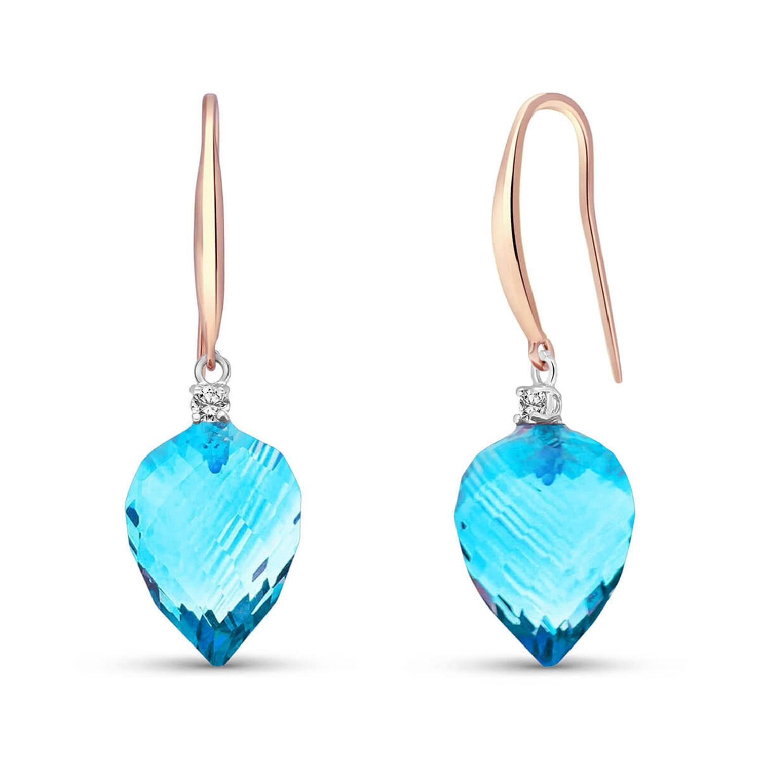 Galaxy Gold GG 14k Rose Gold Fish Hook Earrings with Diamonds and Pointy... - $524.69+
