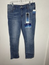 Miracle Jean Wide Cuff Crop Mid Rise Blue Denim Jeans Size 14 - £24.74 GBP