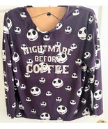 Women&#39;s Disney Tim Burtons Nightmare Before Coffee Sleep Shirt Small Vel... - $166.03 MXN