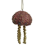 Gisela Graham Holiday Ornament Pink Octopus Urchin Dangle Beach Coastal Tropical - £8.08 GBP