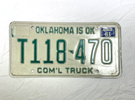 Vintage Oklahoma is OK Commercial Truck License Plate 1981 T118 470 Man ... - $225.61 MXN