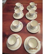 SET OF EIGHT  STANGL GOLDEN BLOSSUM CUP AND SAUCERS - £25.63 GBP