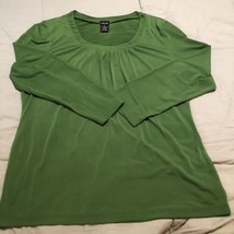 rafaella green womens blouse long sleeve top scoop neck size medium - £8.49 GBP
