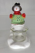 Red &amp; Green Snowman Resin Tea Light Candle Holder - £6.23 GBP