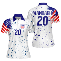 Abby Wambach #20 USWNT Soccer FIFA Women&#39;s World Cup 2023 Polo Shirt - £37.47 GBP+