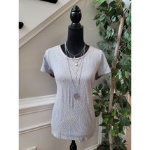 Zenergy By Chico&#39;s Blouse Women&#39;s Size 1/M Gray Short Sleeves Crew Neck Top - $24.75