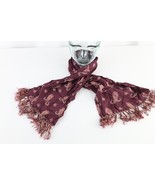 Vintage 40s 50s Rockabilly Paisley Silk Fringed Tassel Scarf Wrap Maroon... - $83.25 CAD