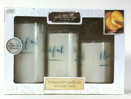 Apothecary & Company 3 Piece LED Candle Set With Built In 4 Hour Daily Timer
