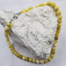 Yellow Jasper Natural Stone Mala Bead Gemstone Necklace - $14.85