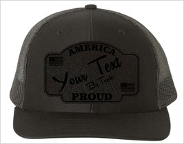 Custom Leather Badge Hat - America Proud Customizable Leather Badge Adj/... - £21.17 GBP+
